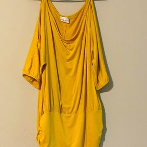 Mustard- Cold Shoulder Top